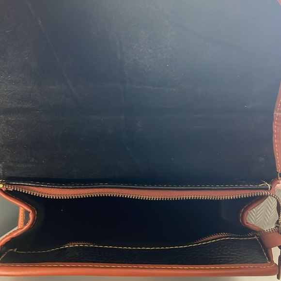 DOONEY & BOURKE Vintage Leather Black/English Tan XL Saddle Handbag - EUC - Picture 13 of 16